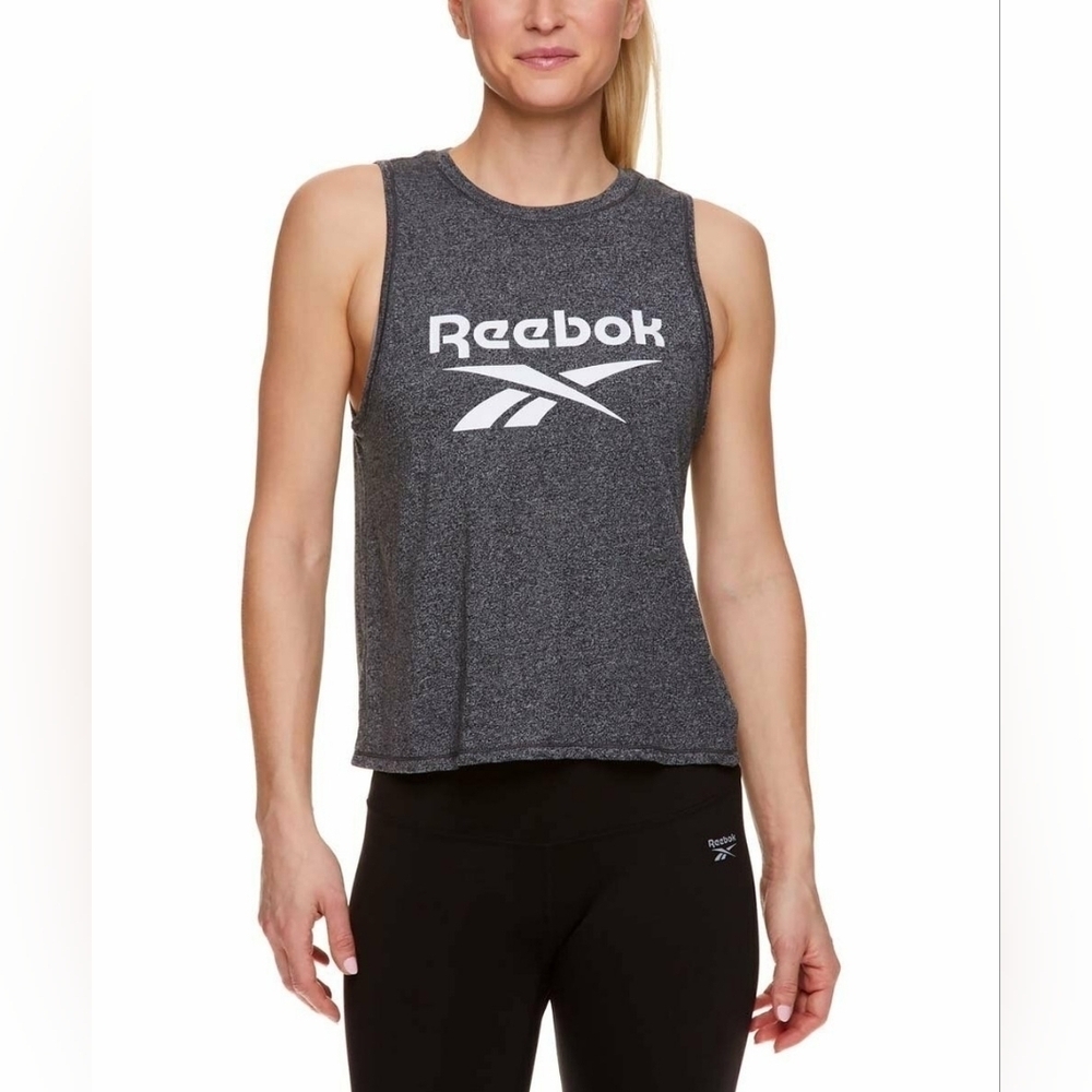 Reebok Gray Wash Logo Cut Out Back Tank Top XL